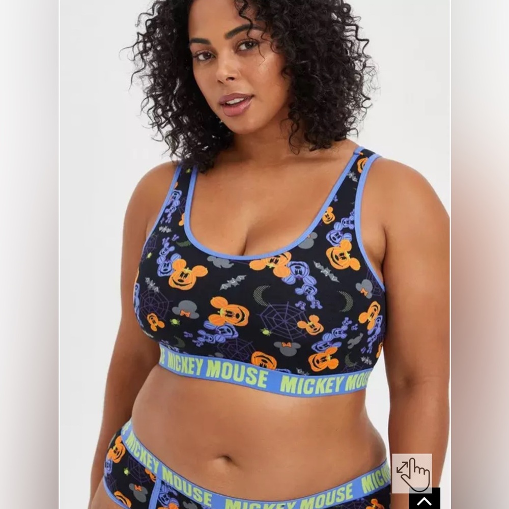 Torrid Black and Orange Mickey Mouse Sports Bra